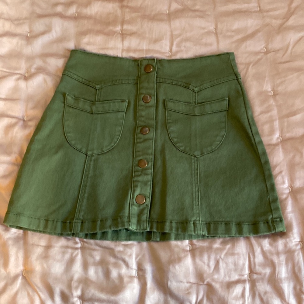 Denim green mini skirt